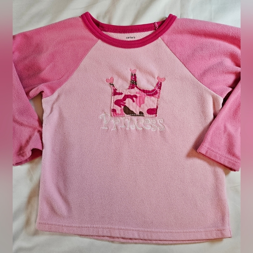 Carter's Girls Pink Long Sleeve Camo Crown Princess Design Sweater Size 4T - Picture 4 of 12